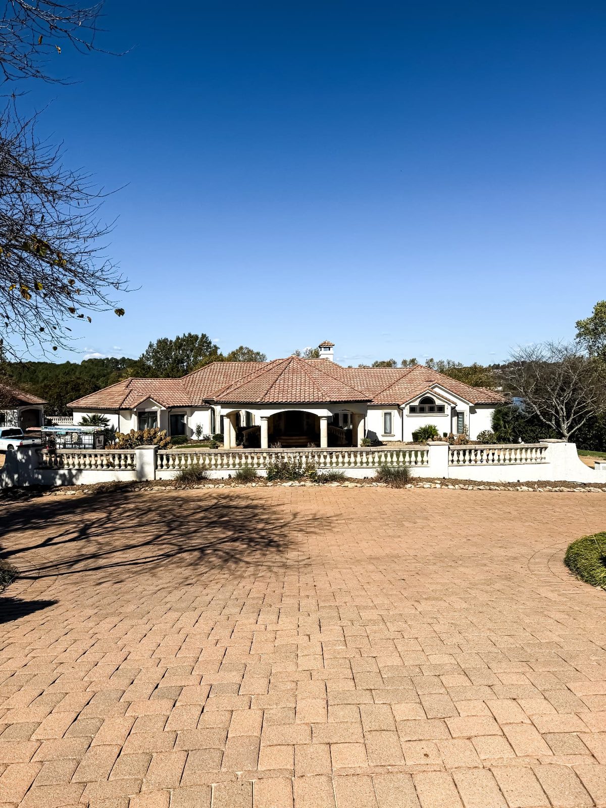 Cleaned paver driveway at an estate home